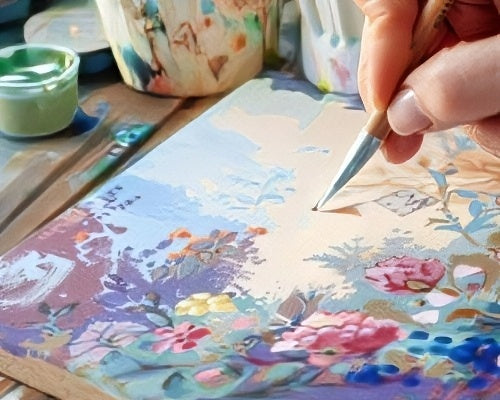 Peaceful moment of mindful painting helping slow down the mind