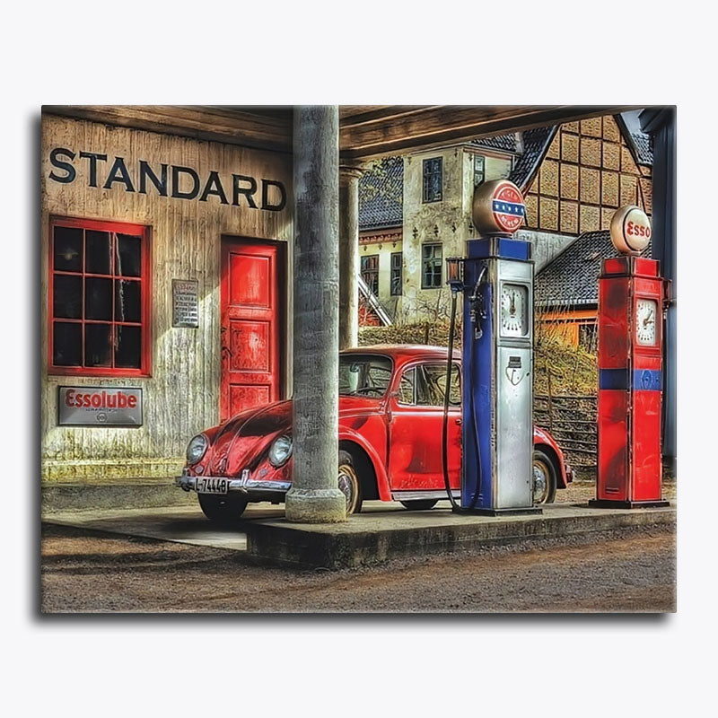 Retro Gas Station – Paint by Numbers