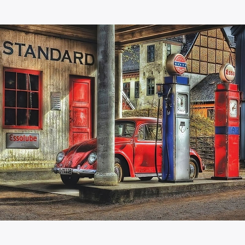 Retro Gas Station – Paint by Numbers