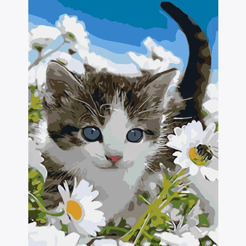 Kitten in Daisy – Paint by Numbers