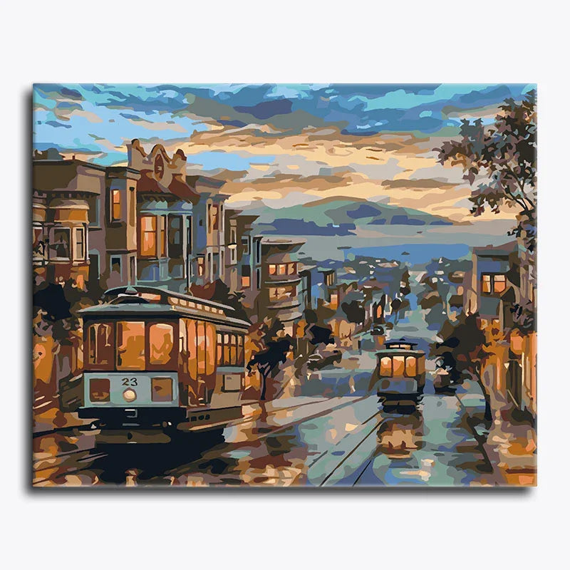 City Lights on Tracks – Paint by Numbers - My Store
