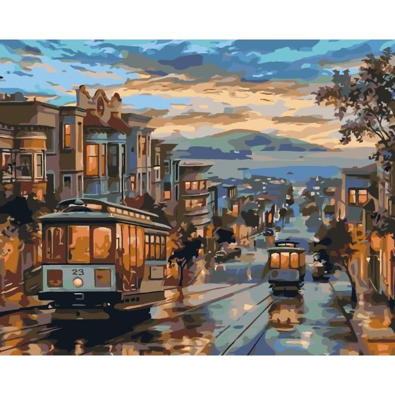 City Lights on Tracks – Paint by Numbers - My Store