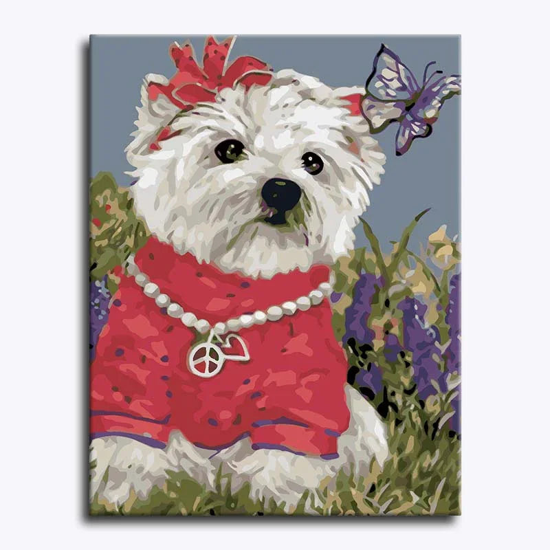 Pretty Pup in Red – Paint by Numbers - My Store