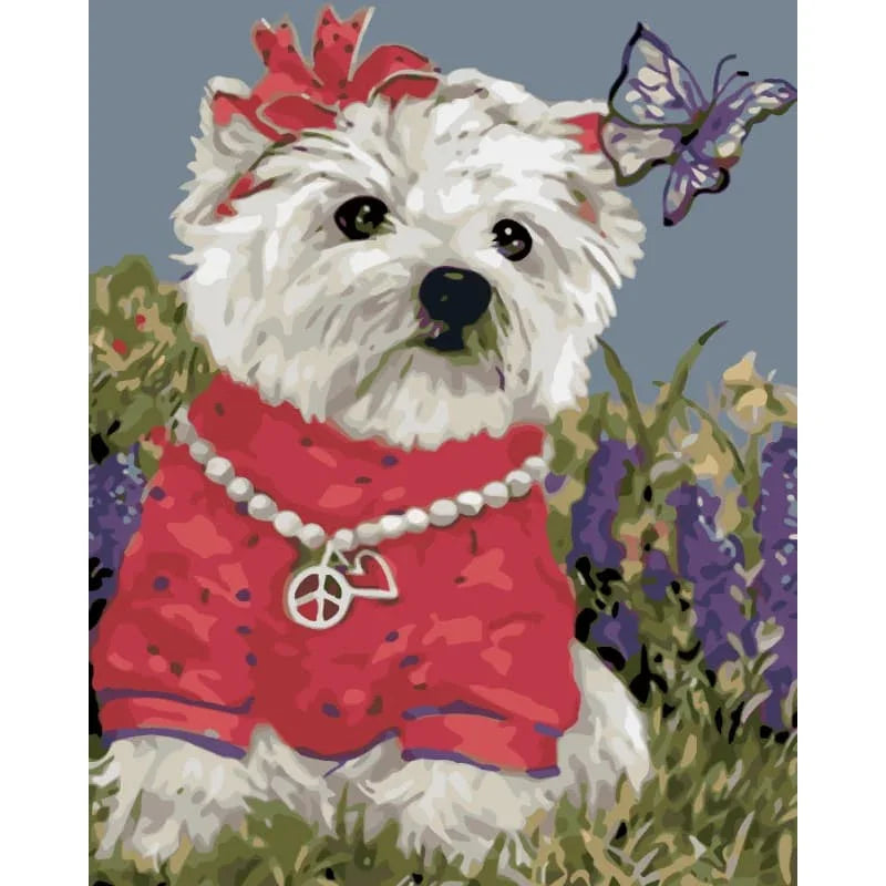 Pretty Pup in Red – Paint by Numbers - My Store