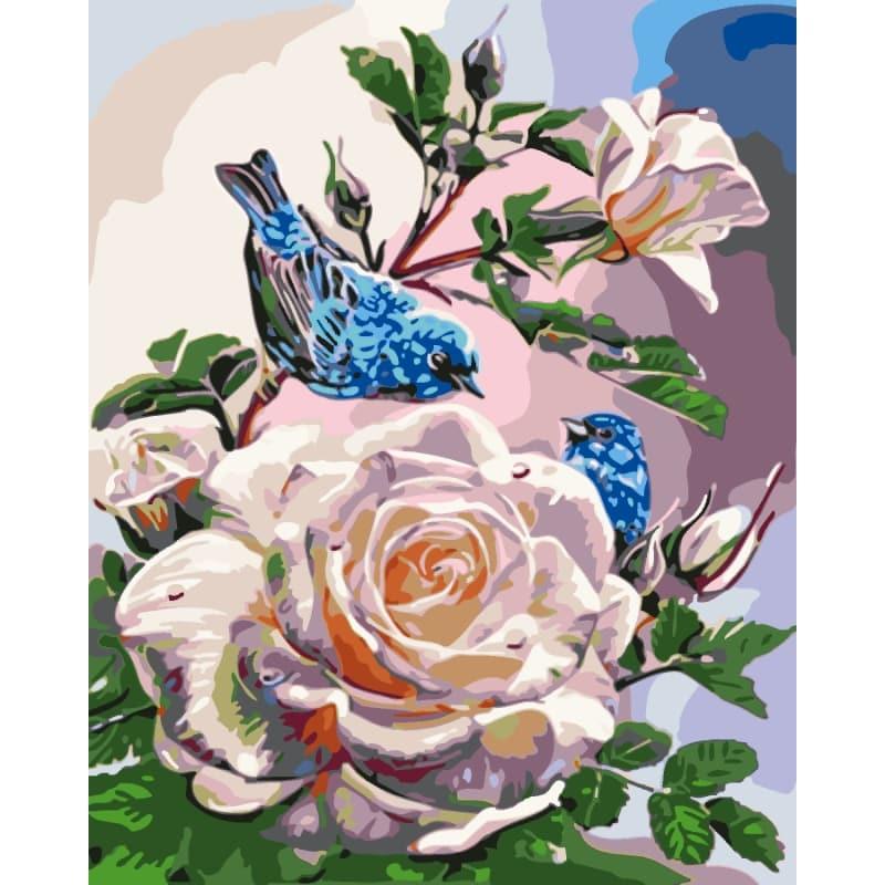 Bluebirds and Roses – Paint by Numbers - My Store