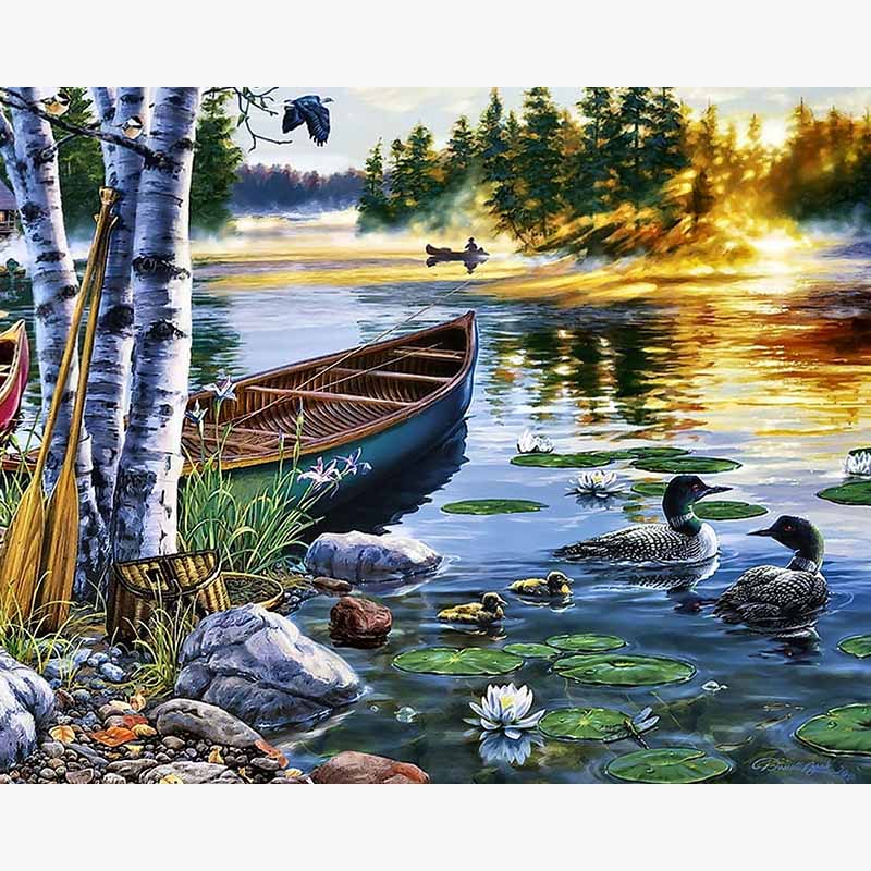 Canoe at Dawn – Paint by Numbers - My Store