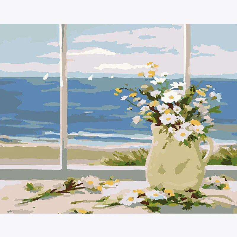 Oceanview Daisies – Paint by Numbers