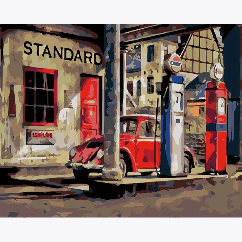 Retro Gas Station – Paint by Numbers - My Store