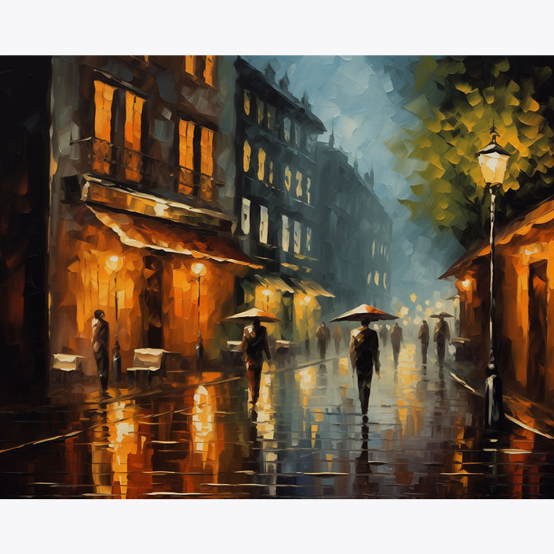 Rainy Night Stroll – Paint by Numbers