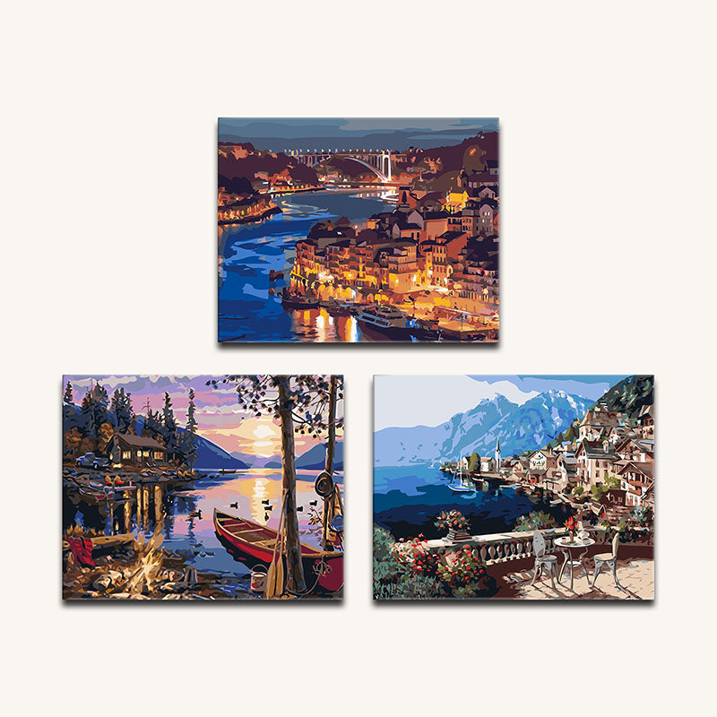 Lakeside Nights Framed Bundle – Paint by Numbers 3pc Set