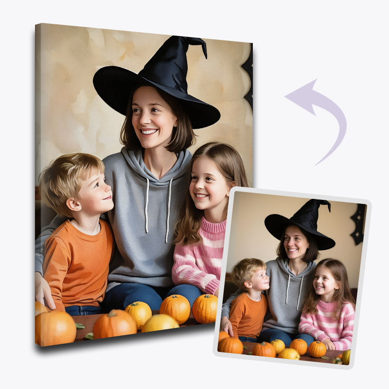 Custom family paint by numbers portrait from photo