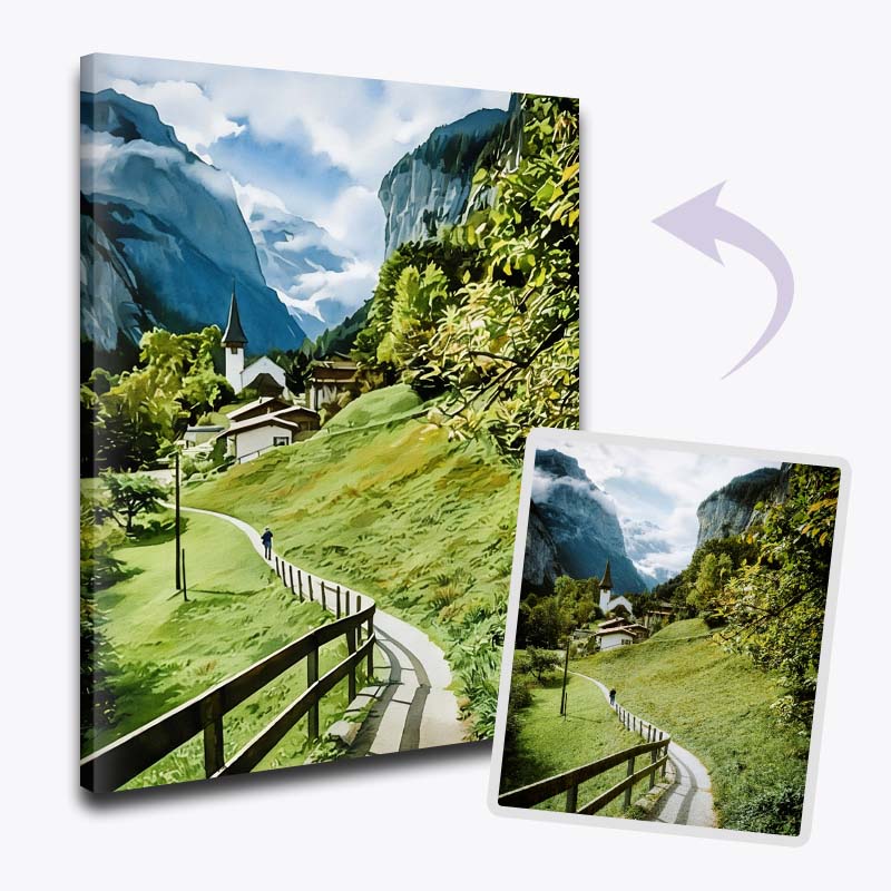 Custom travel paint by numbers kit from vacation photo