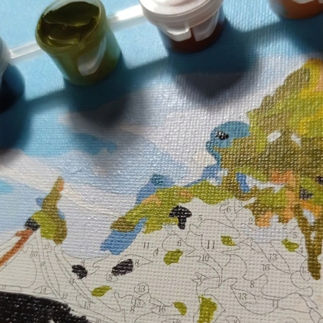 Numbered paint-by-numbers pattern showing how each number corresponds to a color, guiding mindful focus.