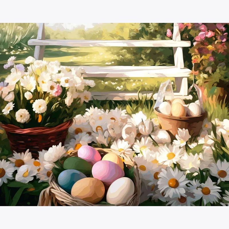 Blooming Eggscape – Paint by Numbers