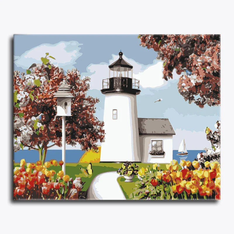 Seaside Lighthouse Garden – Paint by Numbers - My Store