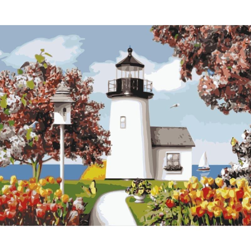 Seaside Lighthouse Garden – Paint by Numbers - My Store
