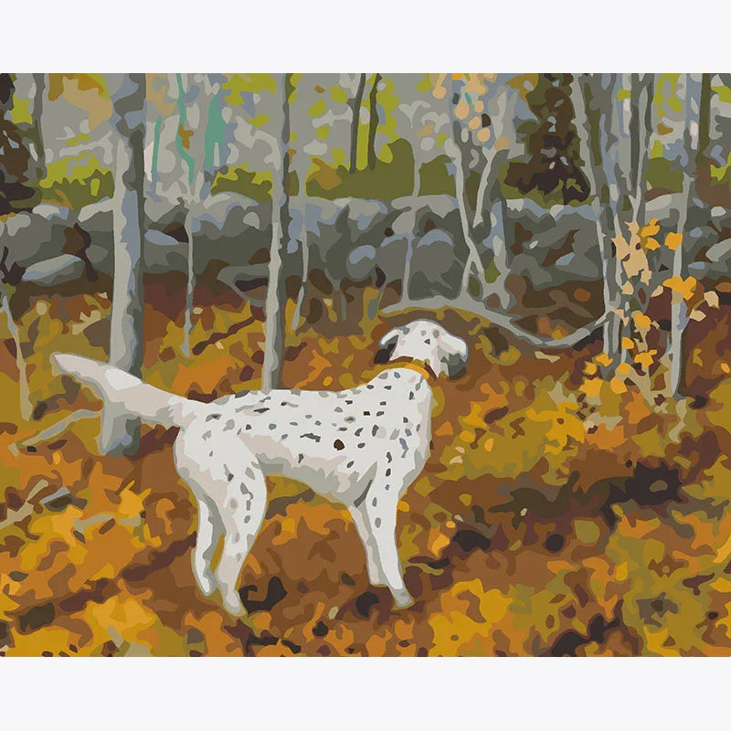 Autumn Dog Walk – Paint by Numbers - My Store