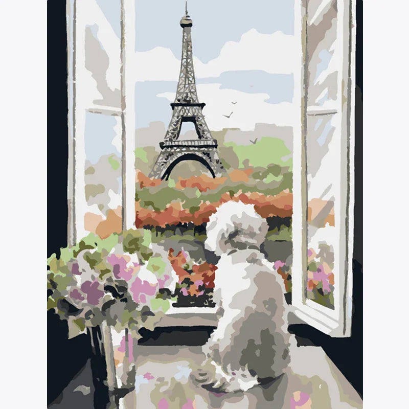 Parisian Pup View – Paint by Numbers - My Store