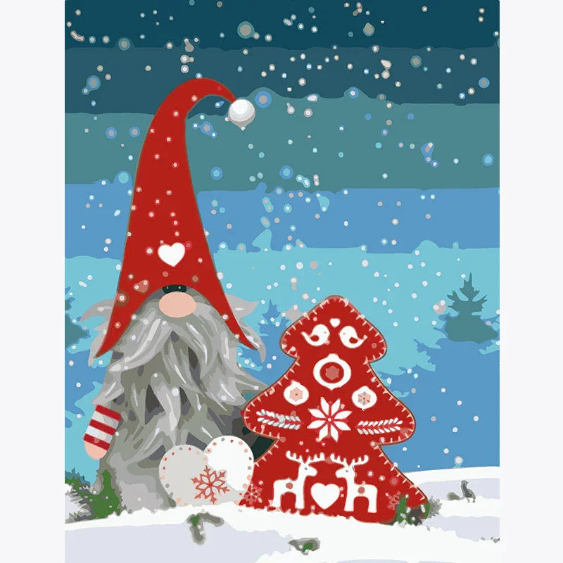 Gnome and Tree Christmas – Paint by Numbers - My Store