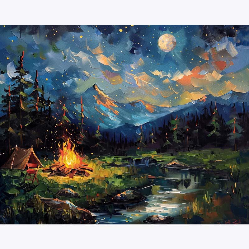 Moonlit Campfire – Paint by Numbers