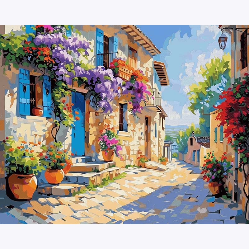 Mediterranean Bloom Street – Paint by Numbers