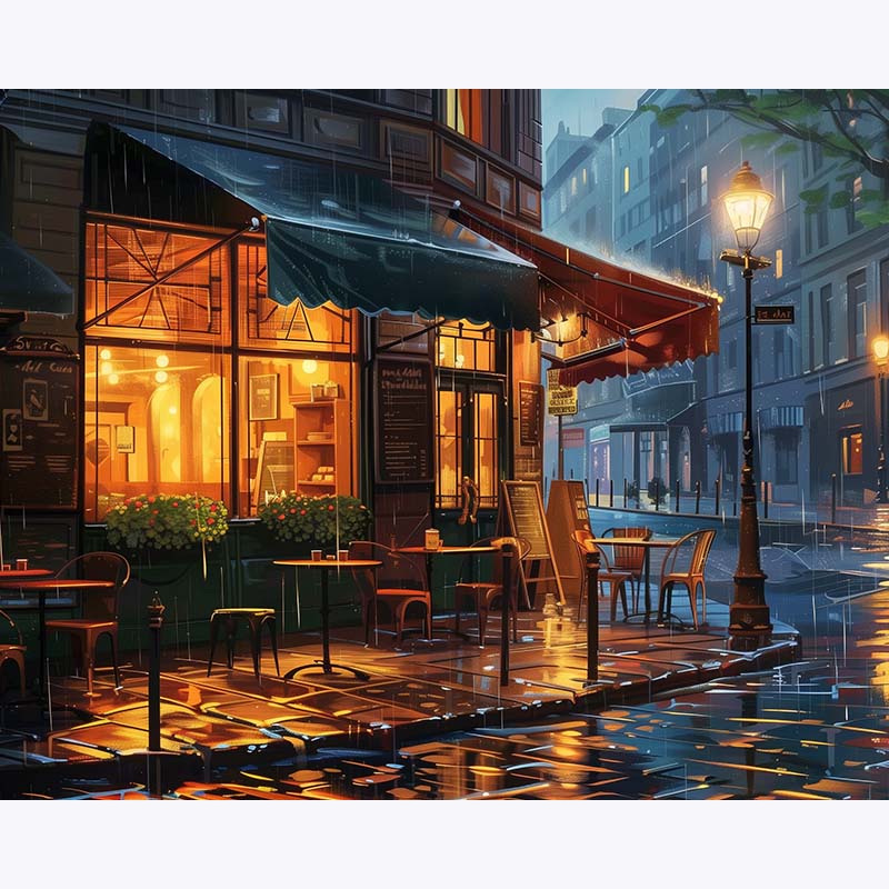 Rainy Café – Paint by Numbers