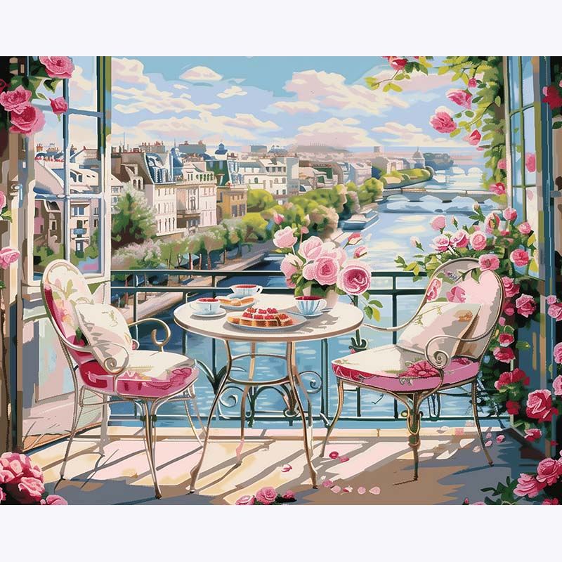Paris Balcony View – Paint by Numbers