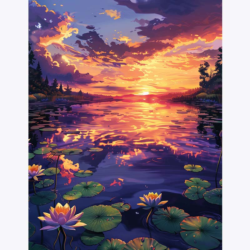 Dusk Lotus – Paint by Numbers