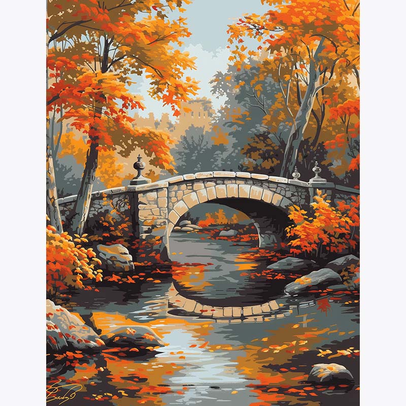 Autumn Bridge – Paint by Numbers