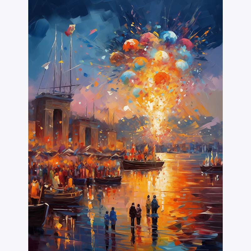 Festive Harbor Lights – Paint by Numbers