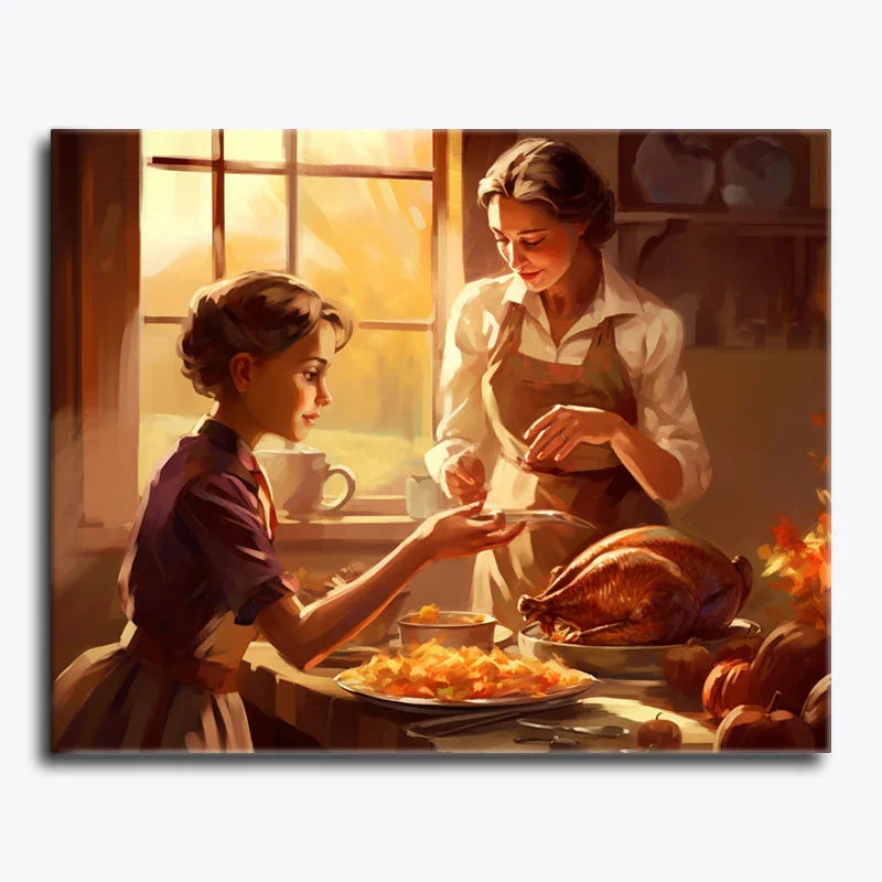 Two people preparing a meal together in a warm, inviting kitchen.