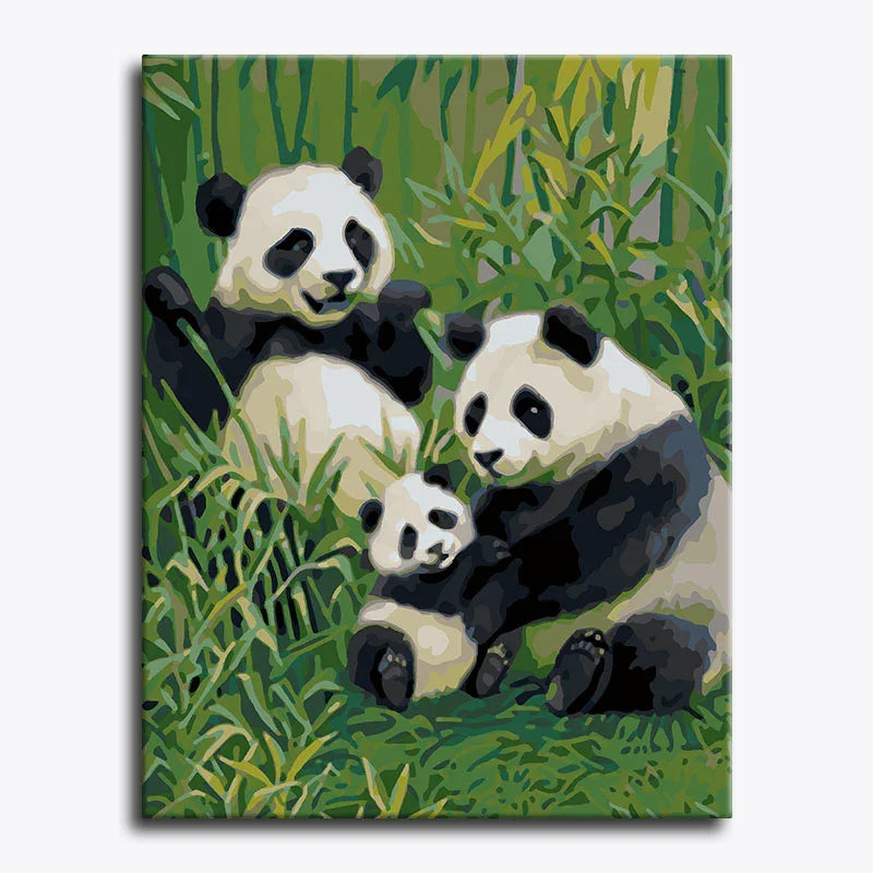 Canvas print of pandas in a bamboo forest