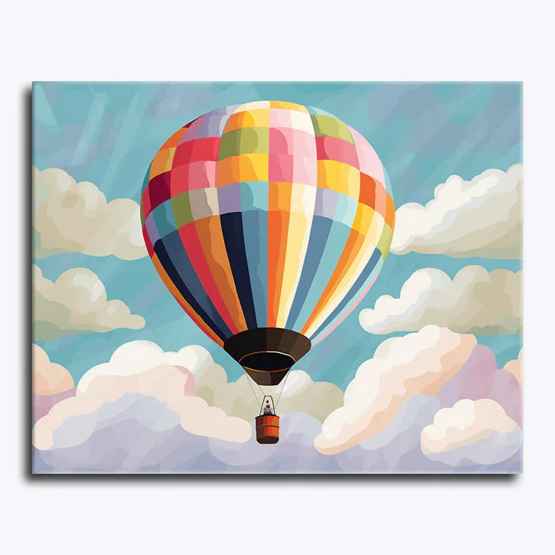 Colorful hot air balloon in the sky with clouds