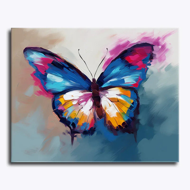 Colorful butterfly painting on a textured background