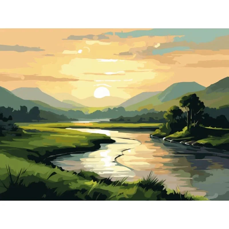 Sunset Over the River – Paint by Numbers - My Store