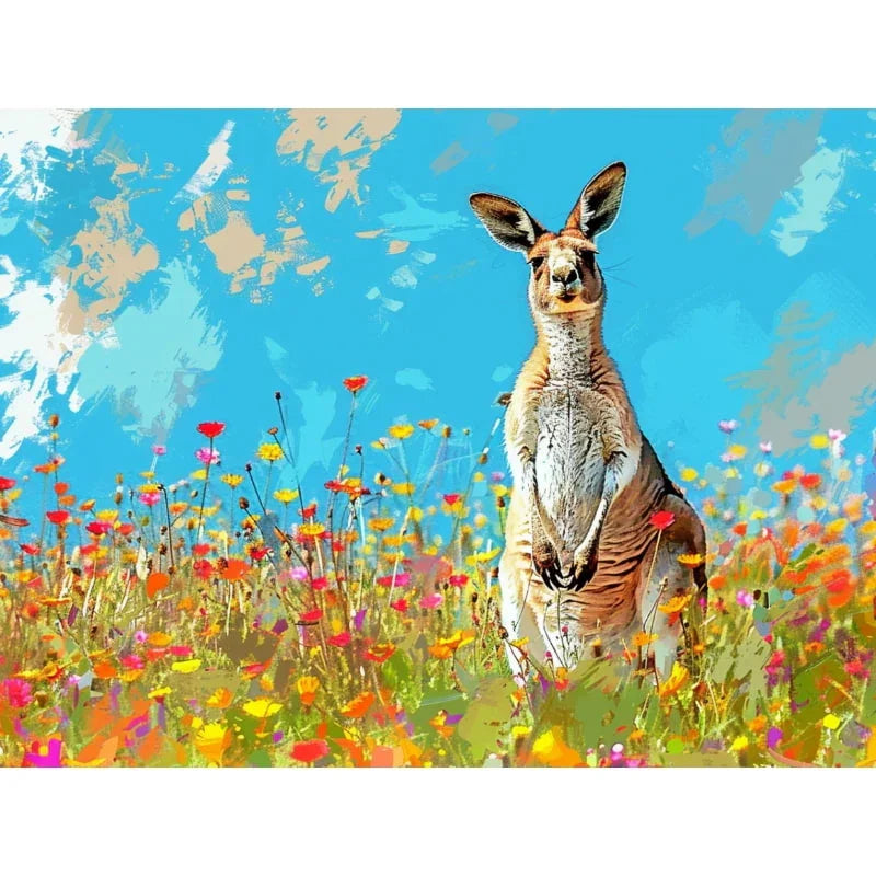 Kangaroo in the Wildflowers – Paint by Numbers - My Store