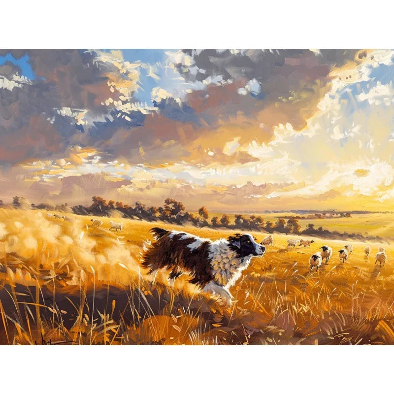 Sheepdog at Sunset – Paint by Numbers - My Store